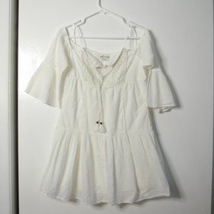 American Eagle White Lace Tassel Blouse